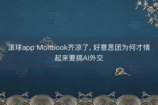 滚球app Moltbook齐凉了, 好意思团为何才情起来要搞AI外交
