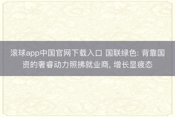 滚球app中国官网下载入口 国联绿色: 背靠国资的奢睿动力照拂就业商, 增长显疲态