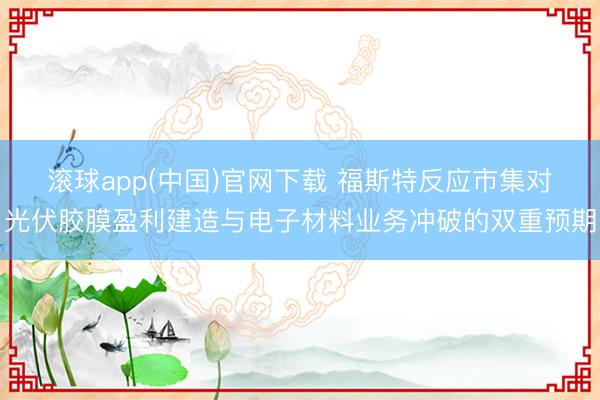 滚球app(中国)官网下载 福斯特反应市集对光伏胶膜盈利建造与电子材料业务冲破的双重预期