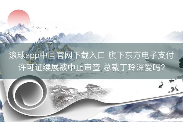 滚球app中国官网下载入口 旗下东方电子支付许可证续展被中止审查 总裁丁玲深爱吗?