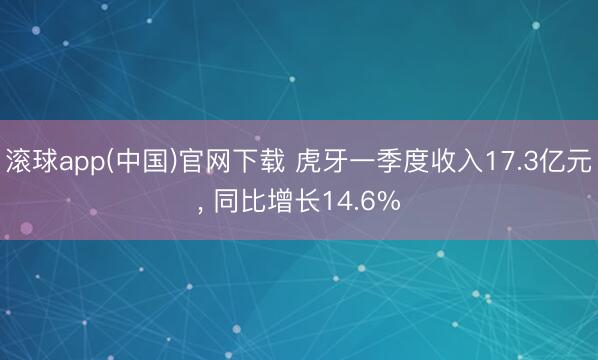 滚球app(中国)官网下载 虎牙一季度收入17.3亿元， 同比增长14.6%