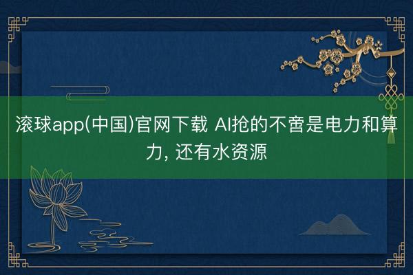 滚球app(中国)官网下载 AI抢的不啻是电力和算力， 还有水资源