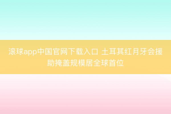 滚球app中国官网下载入口 土耳其红月牙会援助掩盖规模居全球首位