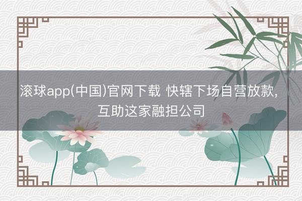 滚球app(中国)官网下载 快辖下场自营放款， 互助这家融担公司