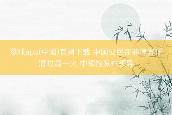 滚球app(中国)官网下载 中国公民在菲律宾浮潜时溺一火 中领馆发布领导
