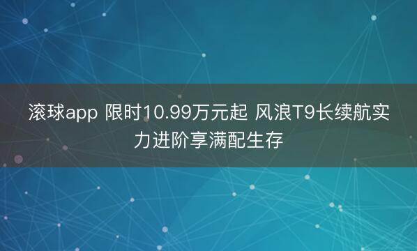 滚球app 限时10.99万元起 风浪T9长续航实力进阶享满配生存