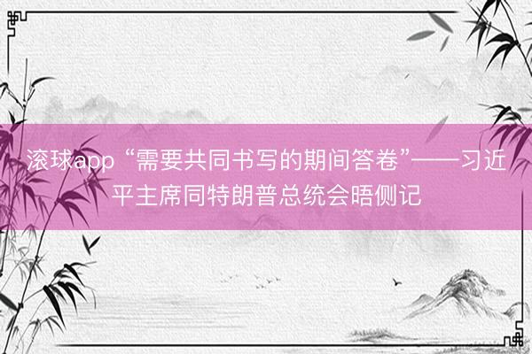 滚球app “需要共同书写的期间答卷”——习近平主席同特朗普总统会晤侧记