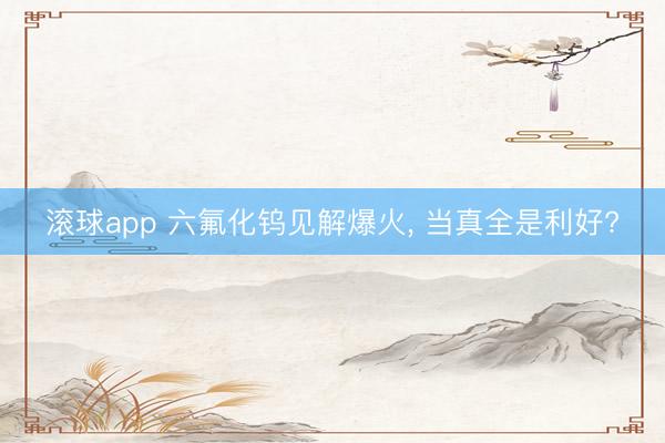 滚球app 六氟化钨见解爆火， 当真全是利好?