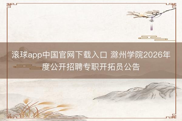 滚球app中国官网下载入口 滁州学院2026年度公开招聘专职开拓员公告