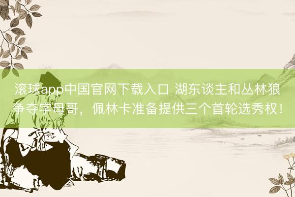滚球app中国官网下载入口 湖东谈主和丛林狼争夺字母哥，佩林卡准备提供三个首轮选秀权！