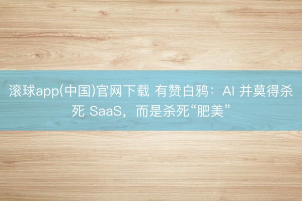 滚球app(中国)官网下载 有赞白鸦：AI 并莫得杀死 SaaS，而是杀死“肥美”