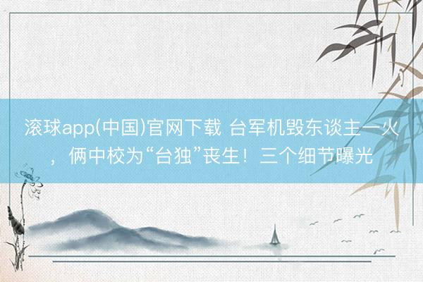滚球app(中国)官网下载 台军机毁东谈主一火，俩中校为“台独”丧生！三个细节曝光