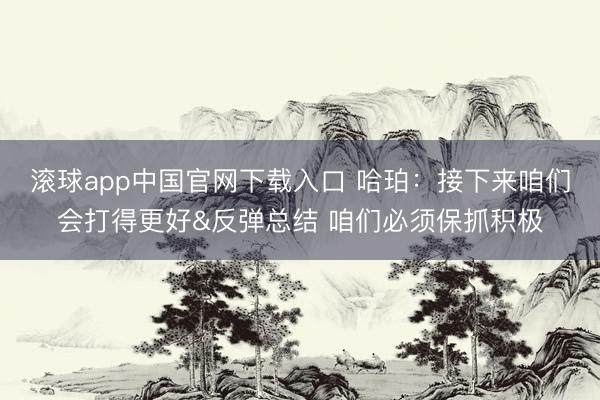 滚球app中国官网下载入口 哈珀:接下来咱们会打得更好&反弹总结 咱们必须保抓积极