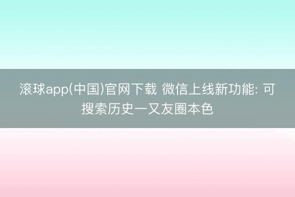 滚球app(中国)官网下载 微信上线新功能: 可搜索历史一又友圈本色