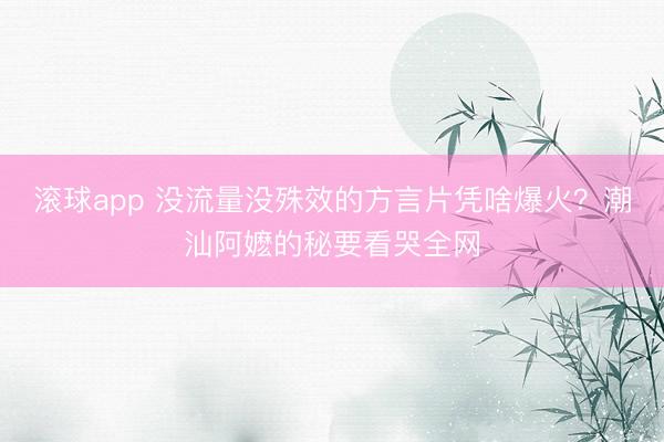 滚球app 没流量没殊效的方言片凭啥爆火？潮汕阿嬷的秘要看哭全网