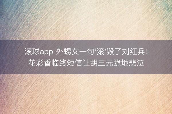 滚球app 外甥女一句'滚'毁了刘红兵！花彩香临终短信让胡三元跪地悲泣