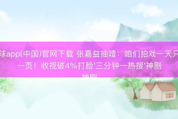 滚球app(中国)官网下载 张嘉益抽噎:咱们拍戏一天只拍一页!收视破4%打脸'三分钟一热搜'神剧