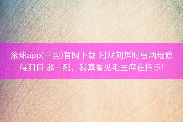 滚球app(中国)官网下载 对戏刘烨时曹炳琨倏得泪目:那一刻，我真看见毛主席在指示!