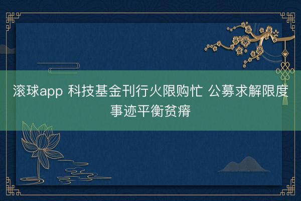 滚球app 科技基金刊行火限购忙 公募求解限度事迹平衡贫瘠