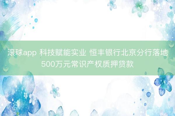 滚球app 科技赋能实业 恒丰银行北京分行落地500万元常识产权质押贷款
